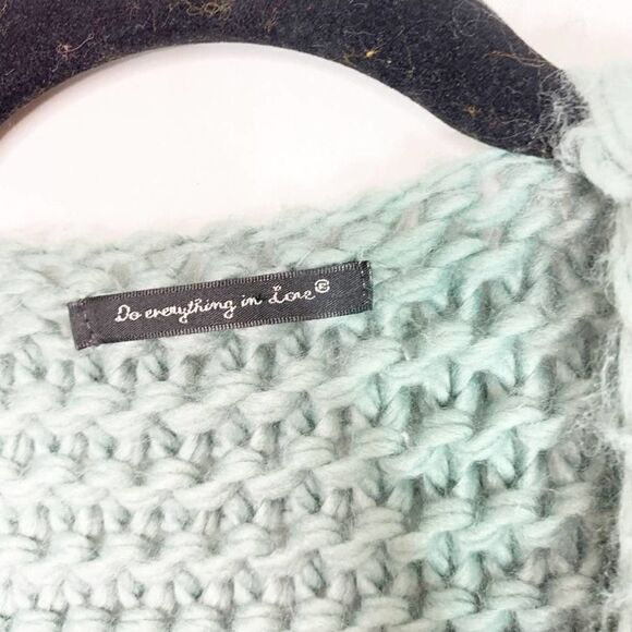 Do Everything In Love Womens Blue Chunky Knit Cardigan Sweater One Size - Picture 5 of 6